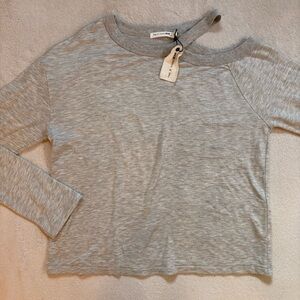 NWT rag & bone Heather Gray Long Sleeve Cold Shoulder Crew Tee Sz S
